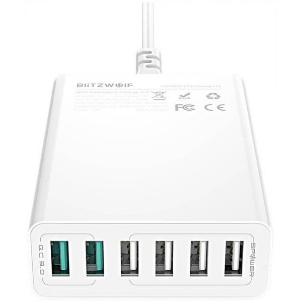 Blitzwolf 220V-os USB-s fali gyorstöltő (6x USB port) 60W #2