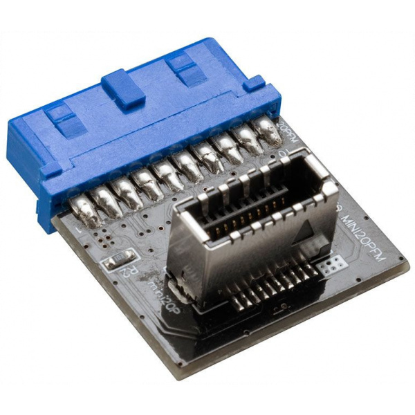 Akasa USB 3.1 alaplapi csatlakozó 19 pin > USB 3.1 20 pin Key-A átalakító #4