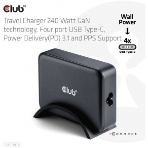 Club3D CAC-1918 4-port USB-C 240W GaN gyorstöltő PPS támogatással #2