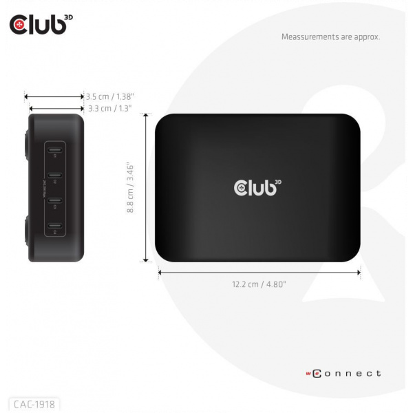 Club3D CAC-1918 4-port USB-C 240W GaN gyorstöltő PPS támogatással #3