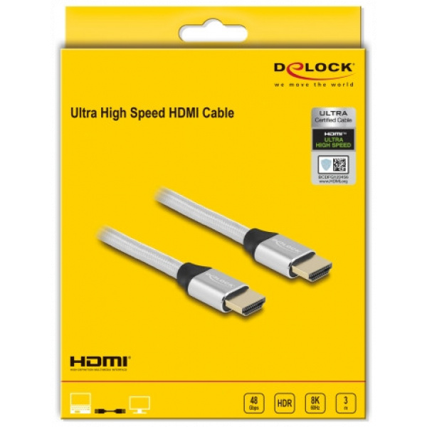 Delock HDMI ultra nagy sebességű kábel 3m 8K 60Hz 48Gbps, tanúsítvánnyal #3