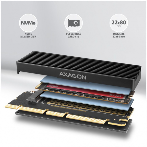 Axagon PCI Express vezérlő adapter + borda > 1 x belső NVME M.2 SSD-hez PCEM2-XS #3