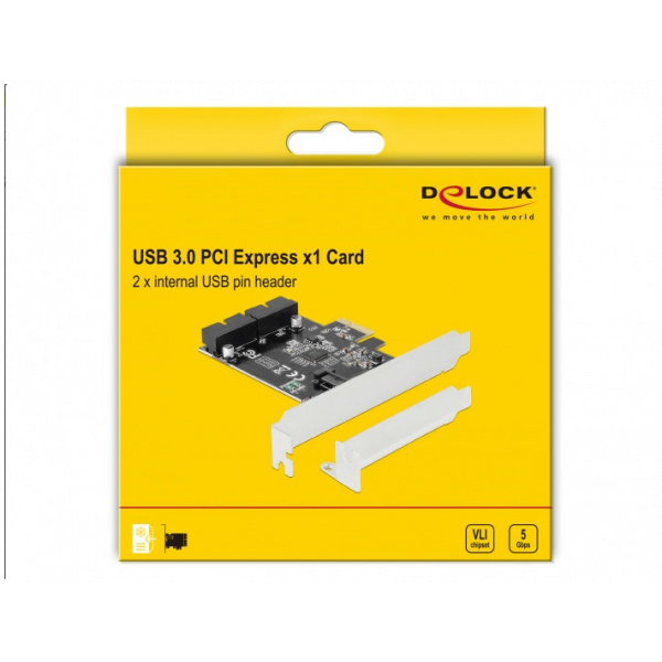 Delock USB 3.0 vezérlő kártya PCI-Express x1 (2x 19pin belső port) #5