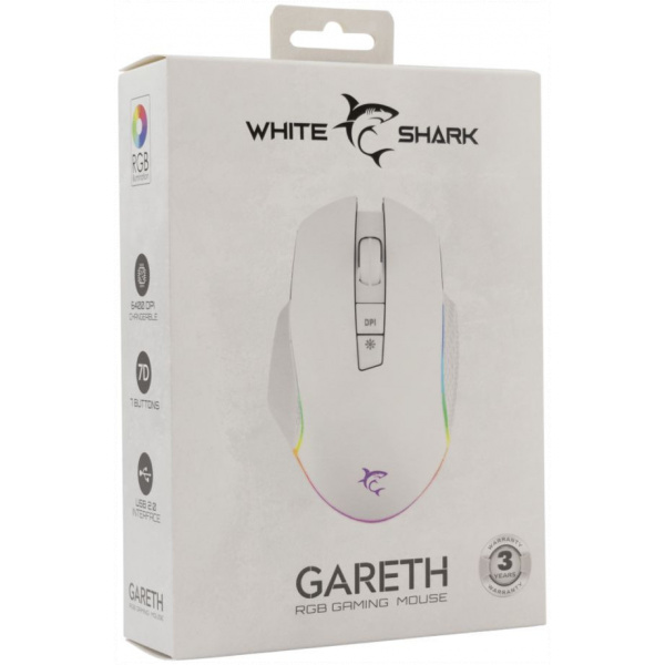 White Shark Gareth RGB Gamer egér (fehér) #5
