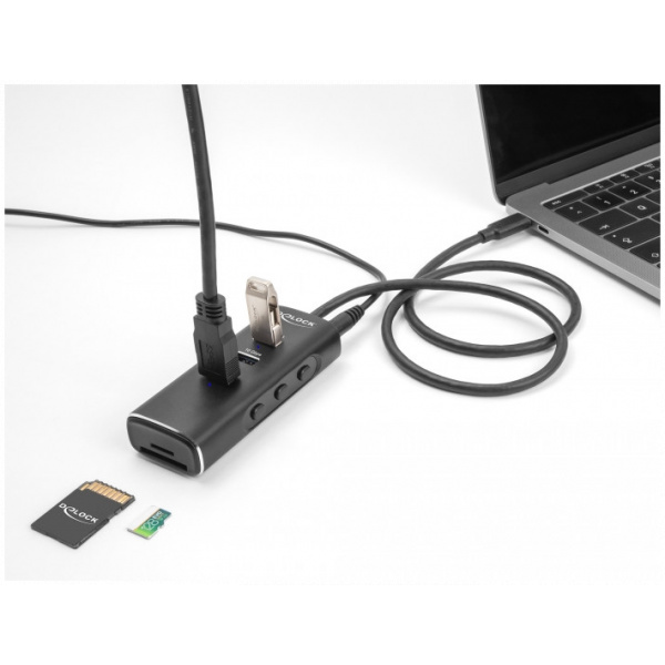 Delock 3-port USB 10 Gbps HUB USB (3x USB 10 Gbps, 1x SD, 1x microSD, DC aljzat) #4