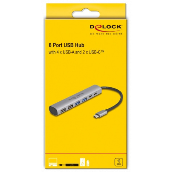 Delock 6-port USB 3.2 HUB 2x USB Type-C™ és 4x USB-A csatlakozóval #3