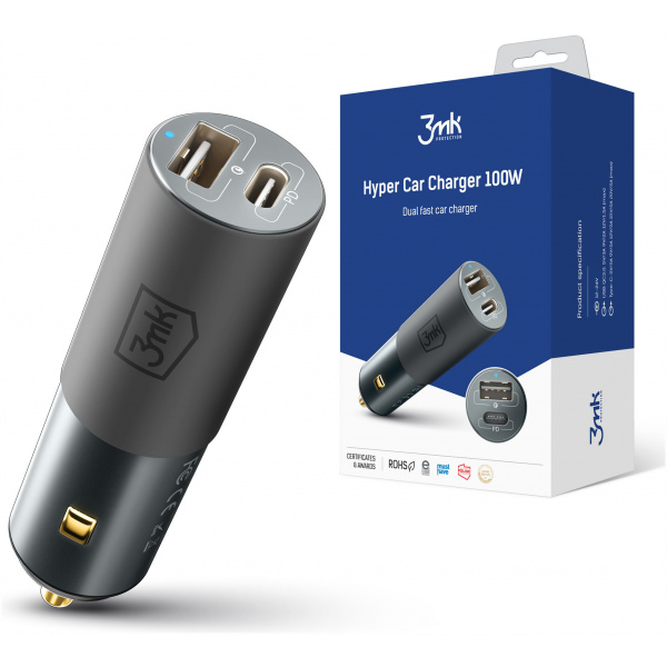3mk Hyper Car Charger 100W autós töltő (1x USB-A, 1x USB-C) NEW #7