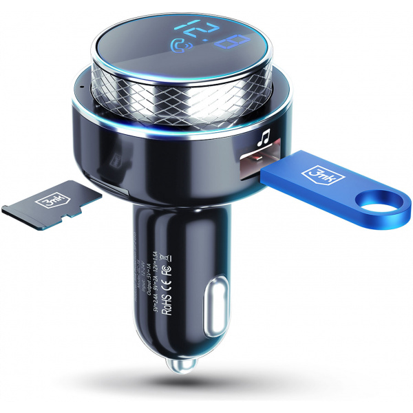 3mk autós FM transzmitter (12V) - Bluetooth, 2xUSB, kártyanyílás #2