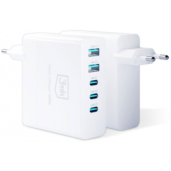 3mk Hyper Charger USB GaN töltő (220V) - 140W, 3x USB-C, 2x USB-A port #2