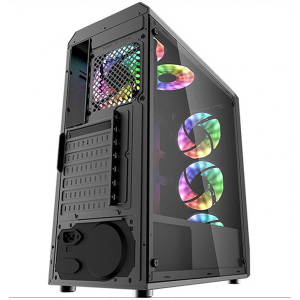 DarkFlash Water Square 5 ház üveg oldallappal, ventilátor nélkül (fekete) #4