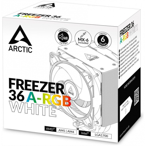 Arctic Freezer 36 A-RGB CPU hűtő, fehér (univerzális: Intel, AMD) NEW #6