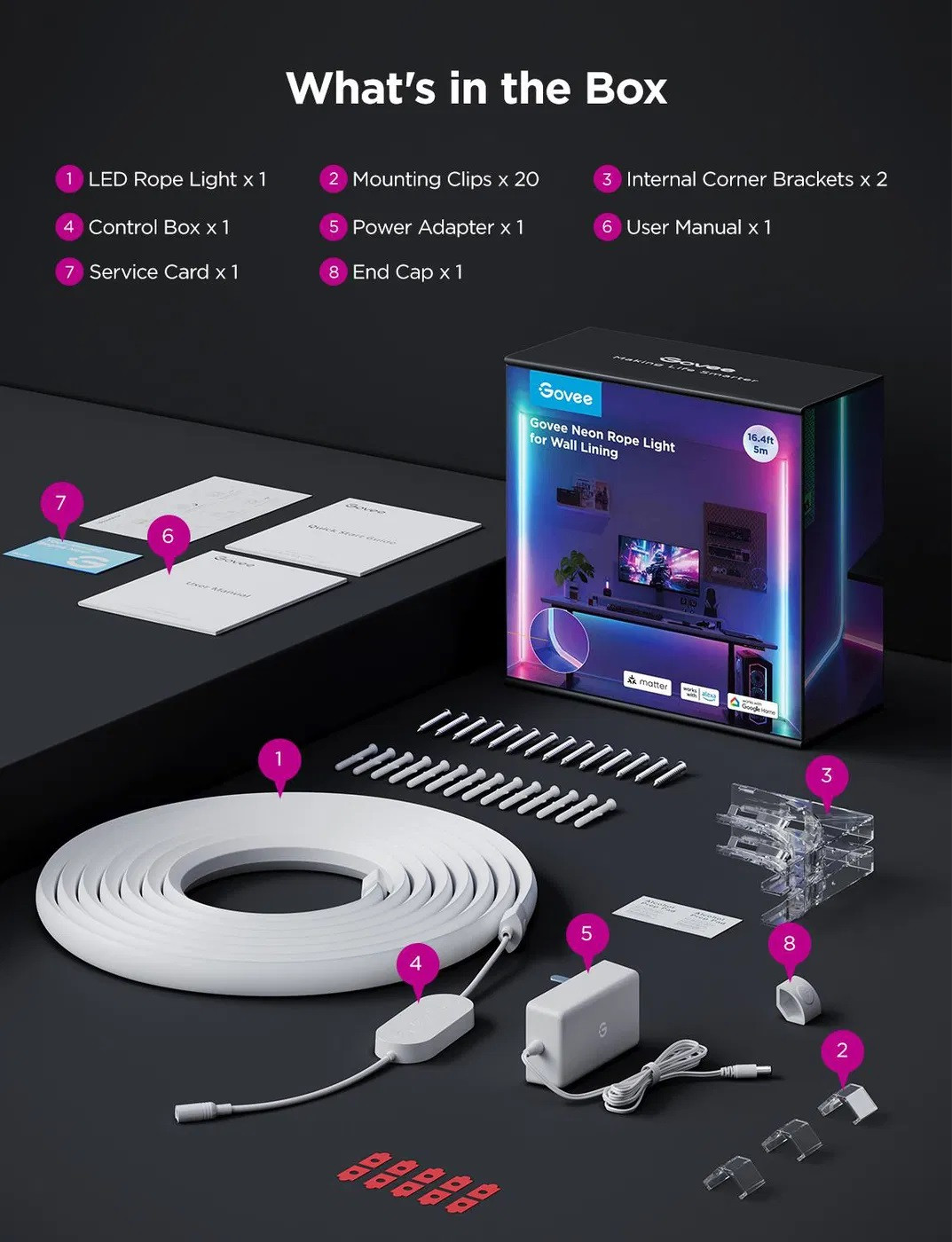 Govee falra szerelhető fehér szalagfény (5m) NEW #7