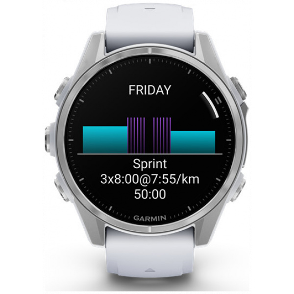 Garmin Fenix 8 43mm AMOLED okosóra (ezüst, fehér szilikon szíjjal) #3