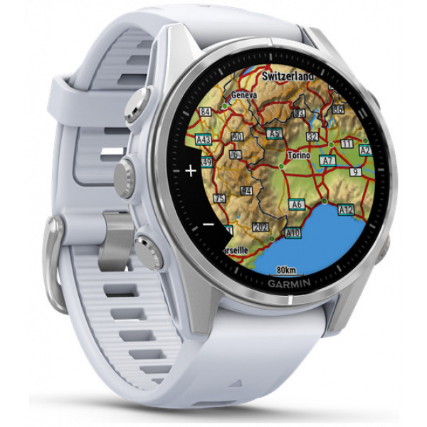 Garmin Fenix 8 43mm AMOLED okosóra (ezüst, fehér szilikon szíjjal) #6