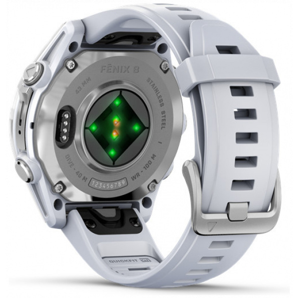 Garmin Fenix 8 43mm AMOLED okosóra (ezüst, fehér szilikon szíjjal) #8