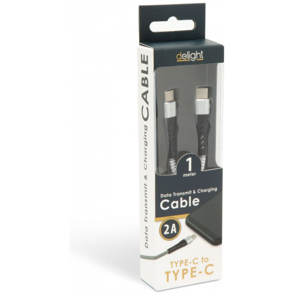 Delight USB 2.0 C – C töltőkábel (szövet borítással, 2A) 1m #3