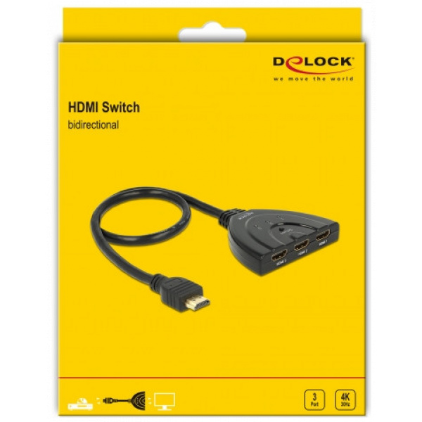 Delock HDMI kétirányú kapcsoló, 3x HDMI-bemenet > 1x HDMI-kimenet, 4K 30Hz #3