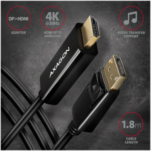 Axagon DisplayPort (M) – HDMI (M) 4K 30Hz kábel 1,8m #2