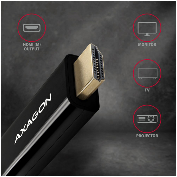Axagon DisplayPort (M) – HDMI (M) 4K 30Hz kábel 1,8m #3