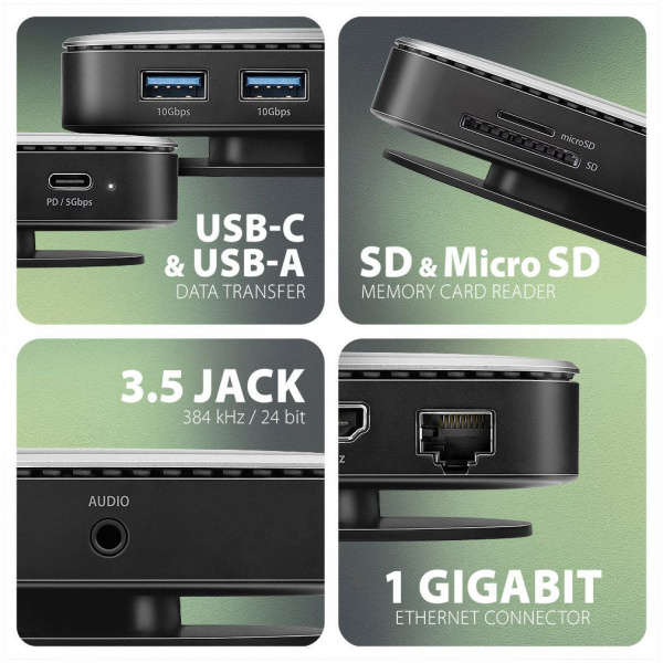 Axagon HMC-UFO 9in1 USB-C 10Gbps dokkolóállomás NVME/SATA M.2 slottal NEW #3