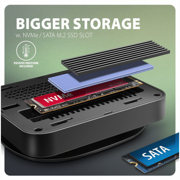 Axagon HMC-UFO 9in1 USB-C 10Gbps dokkolóállomás NVME/SATA M.2 slottal NEW #4