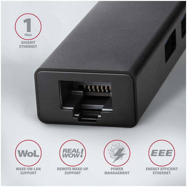 Axagon HMA-GL3A 3 portos USB 3.2 Gen 2 HUB Gigabit LAN porttal #3