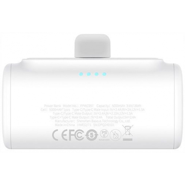 Baseus Compact USB-C Powerbank 5000 mAh 20W PD gyorstöltéssel (fehér) #5