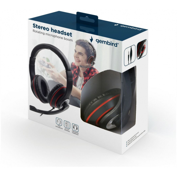 Gembird MHS-03-BKRD sztereo headset (fekete-piros) #4