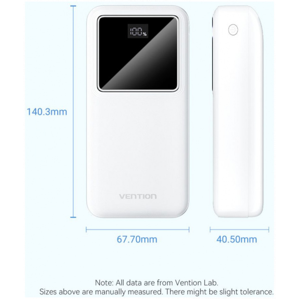 Vention FHMW0 30000 mAh Powerbank kijelzővel (fehér) #3