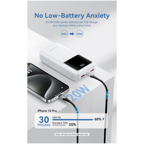 Vention FHMW0 30000 mAh Powerbank kijelzővel (fehér) #4