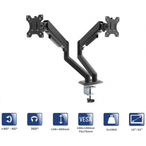 Akyga AK-MB-06 VESA Dual asztali konzol (max. 2x10 kg, 32"-ig) #2