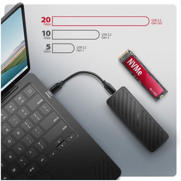 Axagon EEM2-20G Armored Box 20Gbps NVMe M.2 vékony SSD ház USB-C #7