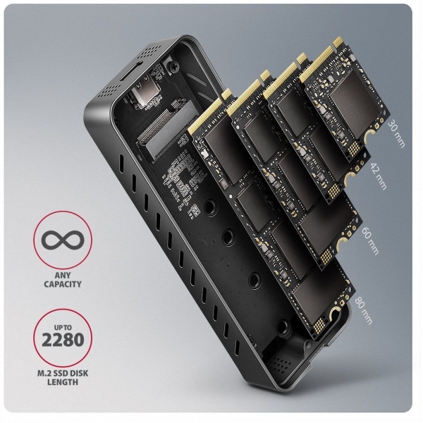 Axagon EEM2-20G Armored Box 20Gbps NVMe M.2 vékony SSD ház USB-C #9