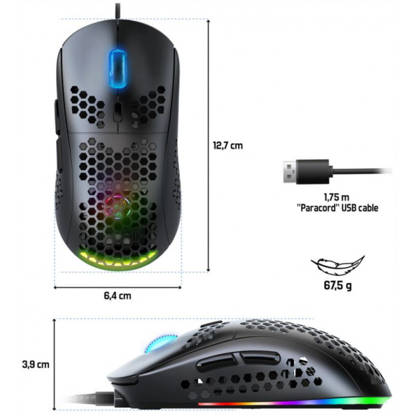 Spirit of Gamer PRO-M4 DARK RGB Gamer egér #3