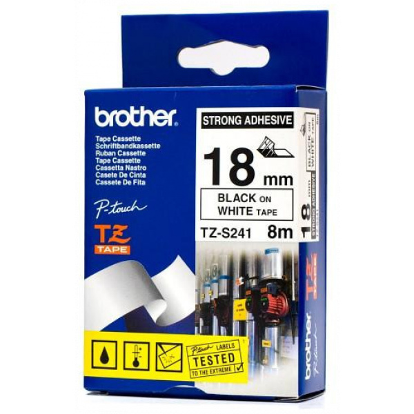 Brother TZe-S241 fehér alapon fekete feliratozószalag, 18 mm széles #1