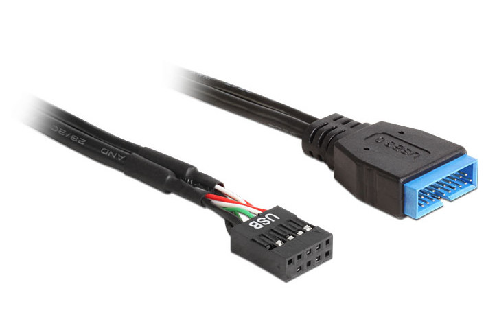 Delock USB 2.0 alaplapi csatlakozó 9 pin > USB 3.0 19 pin (belső) kábel, 60cm #1