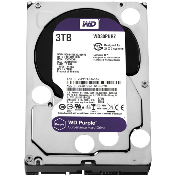 3TB WD Purple - SATA3 HDD 64MB - WD30PURZ #1