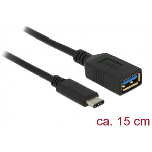 USB (C) – USB (A) (M/F) hosszabbító kábel 15cm Delock #1