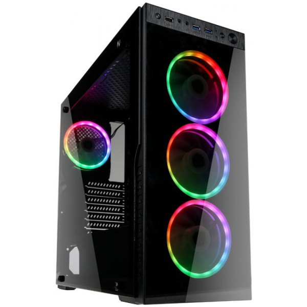 Kolink Horizon RGB ház (fekete) edzett üveg oldallappal, RGB ventilátorokkal #1