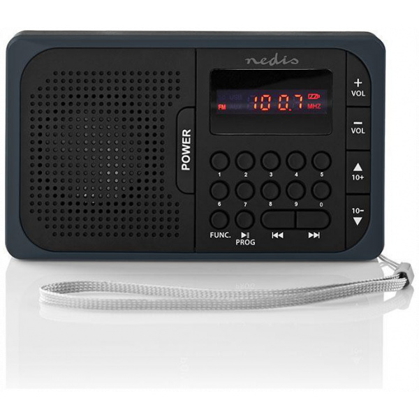 Nedis FM zsebrádió USB/micro SD kártyanyílással, akkumulátorral (fekete) #1
