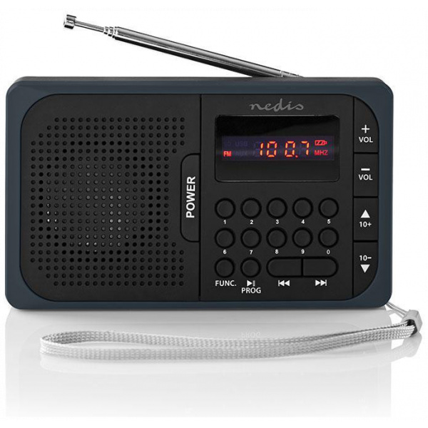 Nedis FM zsebrádió USB/micro SD kártyanyílással, akkumulátorral (fekete) #2