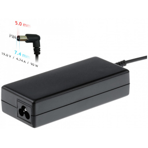 AC adapter Dell, HP notebookhoz 19V 4,74A (90W) - 7,4x5,0 mm + pin #1
