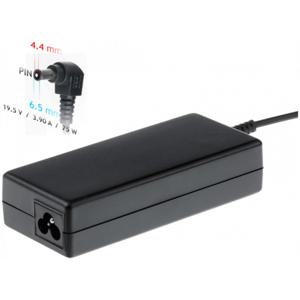 AC adapter Sony notebookhoz 19,5V 3,9A (75W) - 6,5x4,4 mm + pin #1