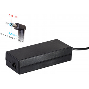 AC adapter Dell, HP (Compaq) notebookhoz 19,5V 6,15A (120W) - 4,5x3,0 mm + pin #1