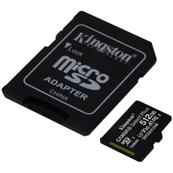 512GB Kingston Canvas Select Plus microSD kártya + SD adapter (Class 10) #1