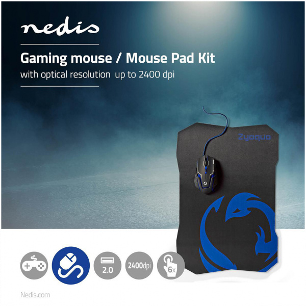 Nedis Zyoquo Gamer egér + egérpad - 2400 dpi, 7 gomb #5