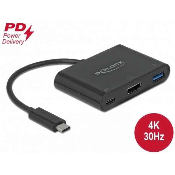 Delock Ultra HD (4K) adapter USB Type-C™ (PD port) > HDMI aljzat #1
