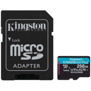 256GB Kingston Canvas Go! Plus microSD kártya + SD adapter (Class 10) #1