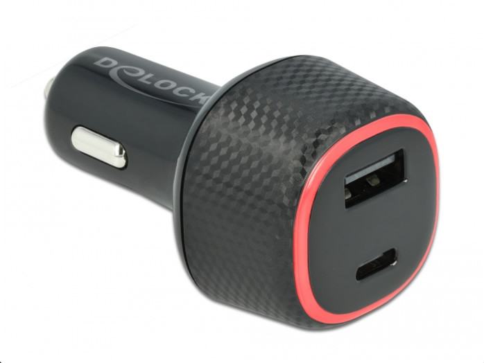 USB Car charger (autós töltő adapter) USB Type-C™ PD 3.0 és A-típusú USB Delock #1