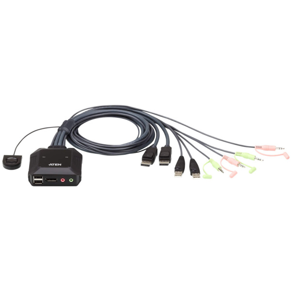 KVM 2 PC átkapcsoló - DisplayPort, USB és audio csatlakozók ATEN CS22DP #1